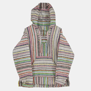 Molina Rainbow Mexican Poncho Blanket Rug Hooded Sweater Size Small Medium